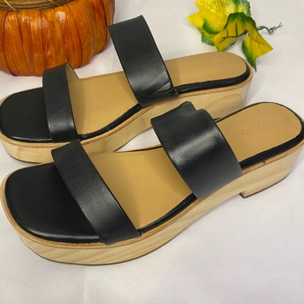 Nisolo All-Day Ellie Black Leather Clog Sandal Size 9